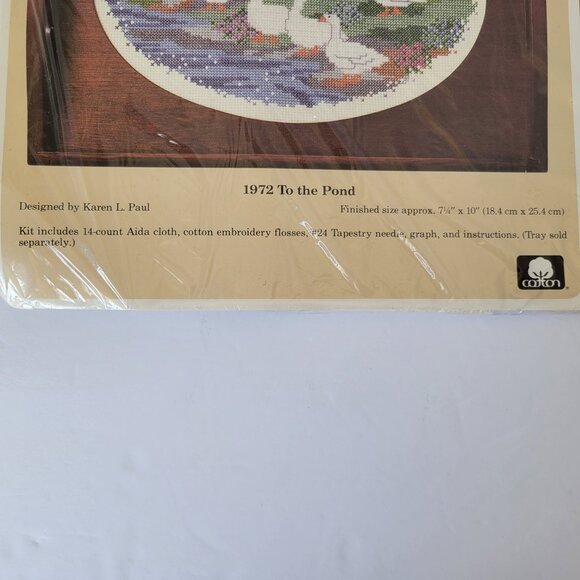 Vtg Creative Circle Cross Stitch Kit Geese Ducks Walking to the Pond NIP - Picture 3 of 4